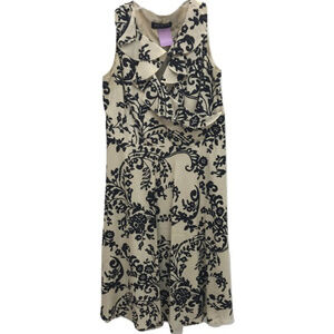 Jones New York Cream and Brown Paisley Dress